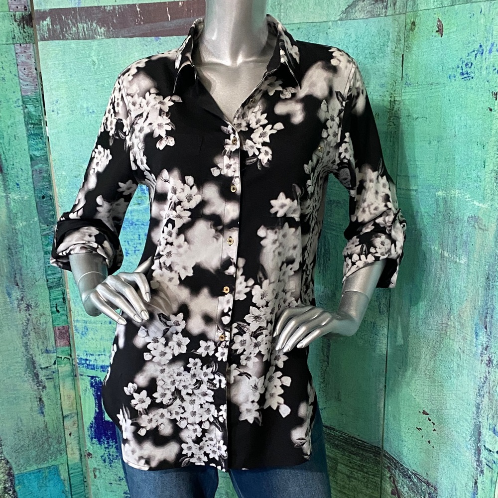 Calvin Klein Black Cherry Blossom Button Down Shirt